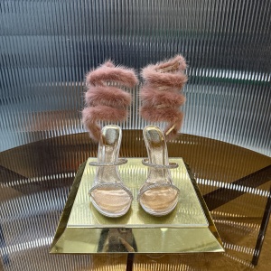 rene caovilla furla fur-trimmed satin snake-wrap sandal shoes